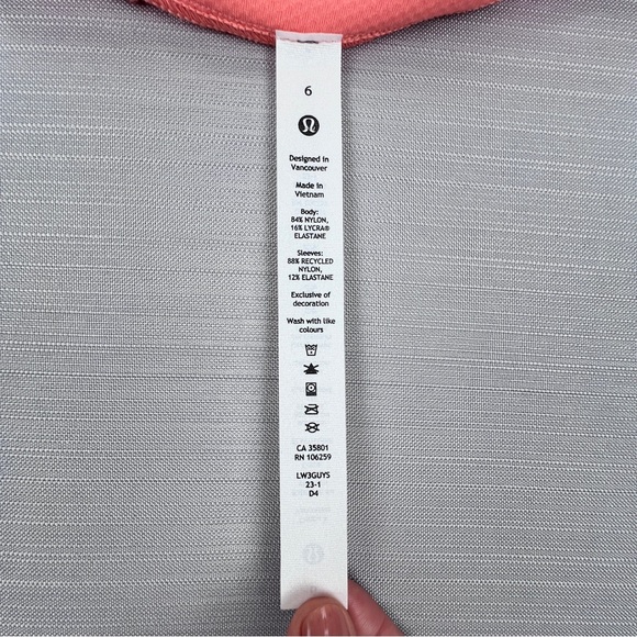RARE! NEW Lululemon Short-Sleeve Shirt Sz. 6 - Sunny Coral *Nulux Half-Zip Golf - Picture 6 of 9